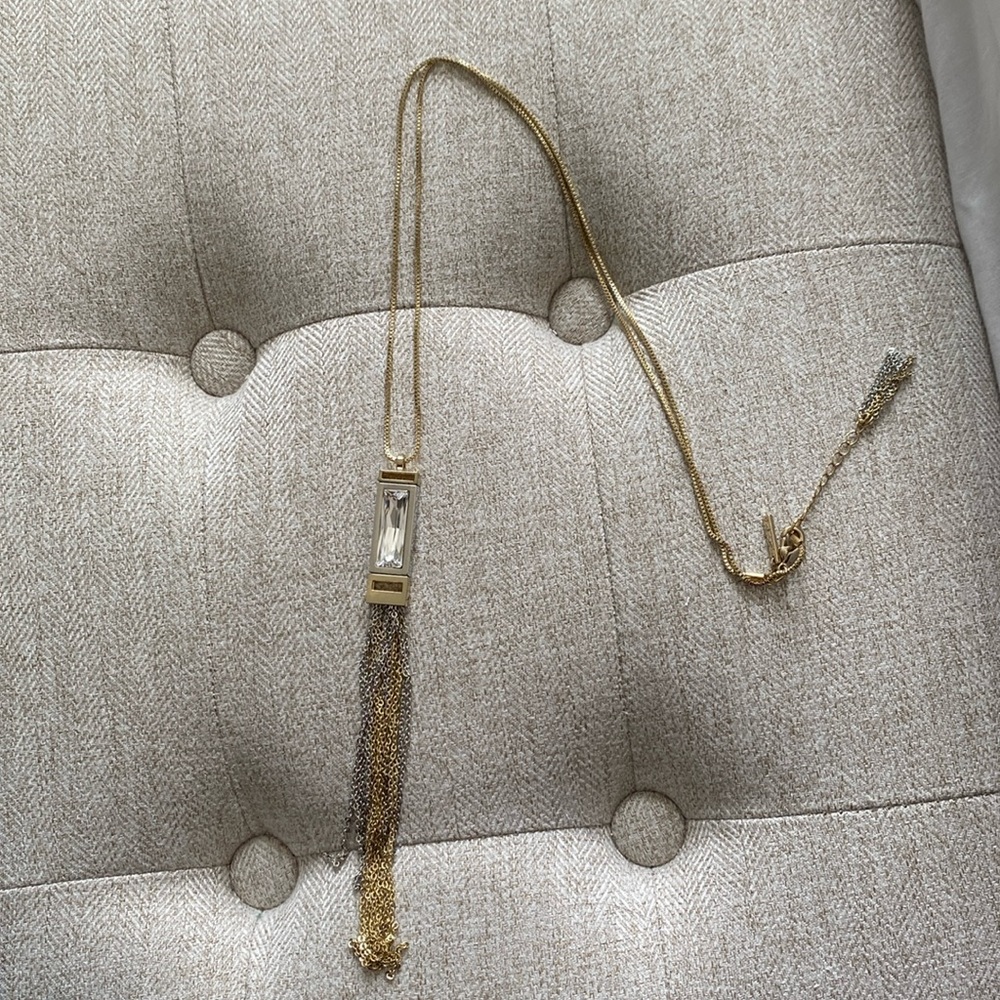 White House black market long necklace gold and silver